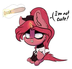 Size: 625x597 | Tagged: safe, artist:creepyfreddy, derpibooru import, oc, unofficial characters only, pony, unicorn, blatant lies, cute, denial, denial's not just a river in egypt, female, i'm not cute, mare, off, sitting, solo, the batter