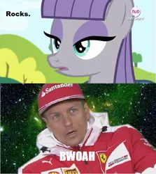 Size: 641x720 | Tagged: safe, derpibooru import, edit, edited screencap, screencap, maud pie, pony, maud pie (episode), caption, ferrari, formula 1, kimi raikkonen, meme