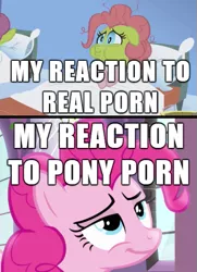 Size: 373x515 | Tagged: suggestive, derpibooru import, edit, edited screencap, screencap, cherry punch, pinkie pie, earth pony, pony, applebuck season, princess twilight sparkle (episode), bed, bedroom eyes, caption, comic, female, green face, image macro, mare, meme, obligatory pony, pillow, sick, text, window