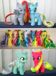 Size: 1255x1700 | Tagged: safe, artist:psaply, derpibooru import, baby shady, bon bon (g1), bowtie (g1), lyra heartstrings, majesty, masquerade (g1), paradise, patch (g1), shady, starflower, tootsie, pony, custom, female, filly, g1, g1 to g4, generation leap, irl, photo, toy