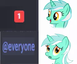 Size: 827x684 | Tagged: artist:anonymous, derpibooru import, discord (program), edit, @everyone, happy, lyra heartstrings, notification, obligatory pony, relatable, sad, safe, smiling, solo