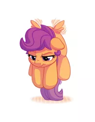 Size: 1100x1400 | Tagged: safe, artist:bobdude0, derpibooru import, scootaloo, pegasus, pony, cute, cutealoo, female, filly, floating, flying, grumpy, scootaloo can fly, scootaloo can't fly, simple background, solo, unamused