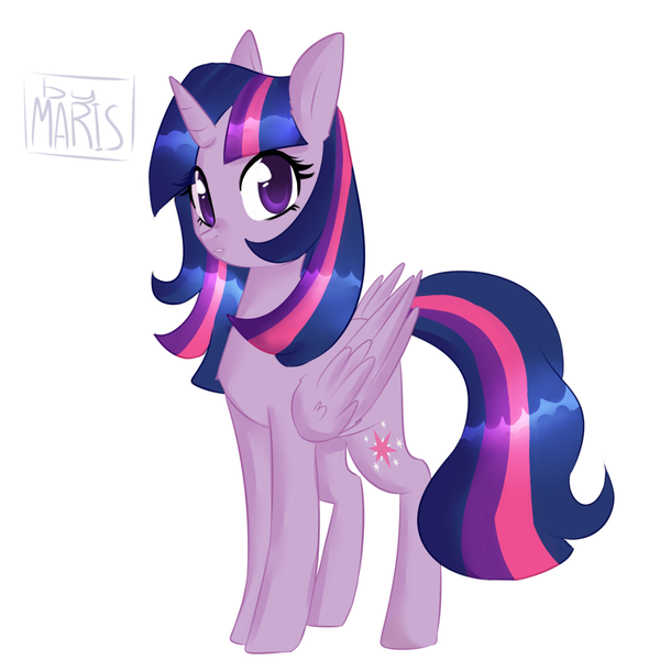 Size: 1024x1024 | Tagged: safe, artist:marisdoodles, derpibooru import, twilight sparkle, twilight sparkle (alicorn), alicorn, pony, female, mare, simple background, solo, white background