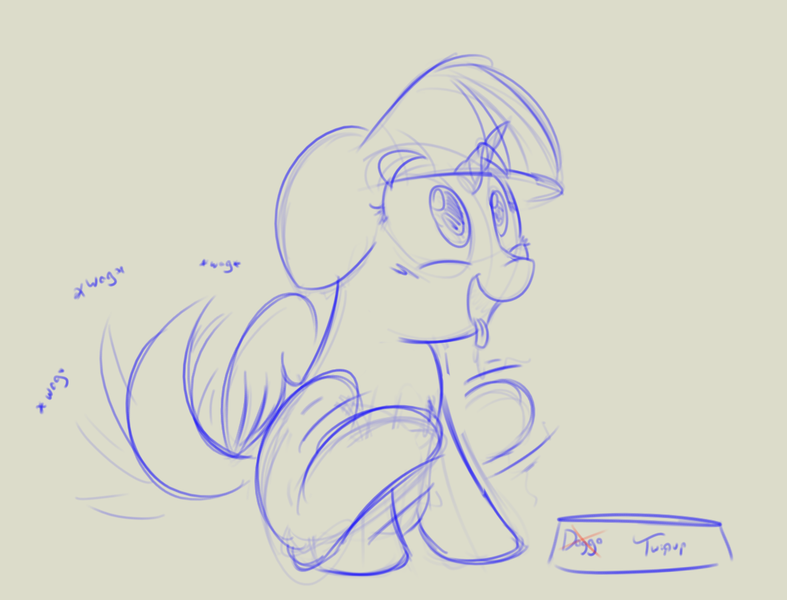Size: 1123x856 | Tagged: safe, artist:tg1117, derpibooru import, twilight sparkle, twilight sparkle (alicorn), alicorn, pony, behaving like a dog, cute, pony pet, sketch, solo, tail wag, tongue out