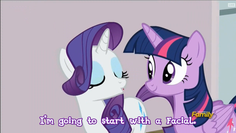 Size: 1280x720 | Tagged: safe, derpibooru import, screencap, rarity, twilight sparkle, twilight sparkle (alicorn), alicorn, pony, all bottled up, discovery family logo, out of context, subtitles