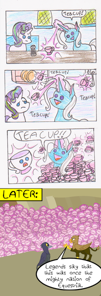 Size: 646x1892 | Tagged: safe, artist:oneovertwo, derpibooru import, starlight glimmer, trixie, oc, gryphon, all bottled up, and that's how equestria was unmade, bad end, comic, cup, griffon oc, inanimate tf, objectification, teacup, that pony sure does love teacups, transformation