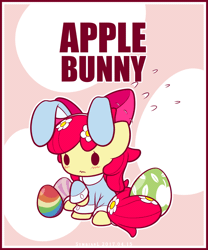 Size: 1125x1350 | Tagged: adorabloom, animated, apple bloom, artist:symbianl, blushing, bunny ears, chibi, cute, derpibooru import, easter, egg, gif, holiday, safe, solo, symbianl's chibis