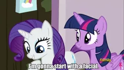 Size: 952x536 | Tagged: safe, derpibooru import, screencap, rarity, twilight sparkle, twilight sparkle (alicorn), alicorn, pony, all bottled up, caption, image macro, meme, out of context, out of context quote, text