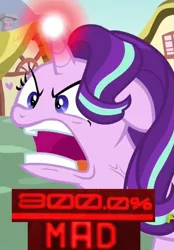 Size: 709x1019 | Tagged: safe, derpibooru import, edit, edited screencap, editor:watermelon changeling, screencap, starlight glimmer, pony, unicorn, all bottled up, 200% mad, caption, expand dong, exploitable meme, faic, image macro, meme, open mouth, ragelight glimmer, solo, text