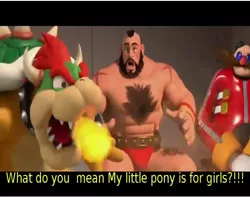 Size: 720x568 | Tagged: bowser, caption, crossover, derpibooru import, doctor eggman, edit, edited screencap, image macro, safe, screencap, sonic the hedgehog (series), street fighter, super mario bros., text, wreck-it ralph, zangief