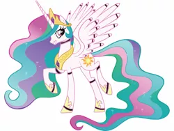 Size: 1024x768 | Tagged: safe, artist:ripped-ntripps, derpibooru import, princess celestia, alicorn, pony, animatronic, female, five nights at freddy's, mare, simple background, solo, white background