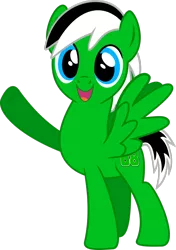 Size: 1024x1452 | Tagged: safe, artist:jeremeymcdude, derpibooru import, oc, oc:rick "dash" witt, unofficial characters only, pegasus, pony, looking at you, open mouth, show accurate, simple background, smiling, solo, spread wings, transparent background, vector, waving, wings