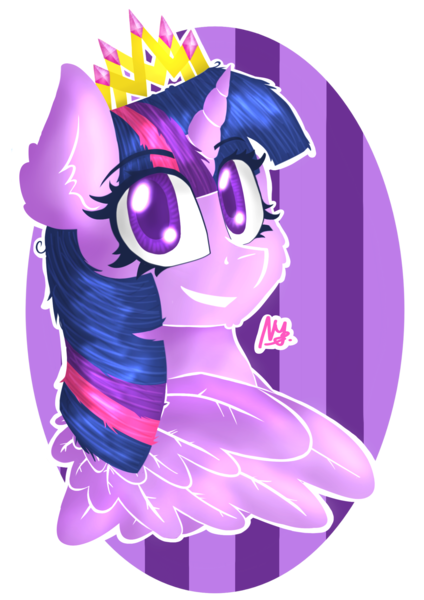 Size: 1684x2382 | Tagged: safe, artist:darkestsunset, derpibooru import, twilight sparkle, twilight sparkle (alicorn), alicorn, pony, crown, jewelry, regalia, smiling, solo