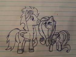 Size: 2048x1536 | Tagged: safe, artist:mlpandlpsprincess, derpibooru import, fluttershy, soarin', pony, couple, drawing, female, lined paper, male, shipping, simple background, soarinshy, straight, traditional art