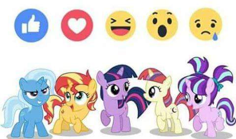 Size: 480x284 | Tagged: safe, derpibooru import, moondancer, starlight glimmer, sunset shimmer, trixie, twilight sparkle, pony, unicorn, counterparts, emoji, facebook, facebook reactions, female, filly, filly moondancer, filly starlight glimmer, filly sunset shimmer, filly trixie, filly twilight sparkle, magical quartet, magical quintet, magical trio, mare, simple background, twilight's counterparts, unicorn twilight, white background, young, younger, 👍