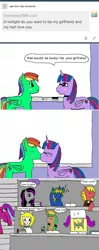 Size: 1047x2640 | Tagged: safe, artist:ask-luciavampire, derpibooru import, twilight sparkle, twilight sparkle (alicorn), oc, alicorn, pony, tumblr:ask-the-mlp-students, ask, comic, kissing, student, tumblr