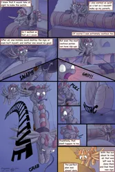 Size: 3000x4494 | Tagged: safe, artist:floofyfoxcomics, derpibooru import, oc, oc:peppermint mocha (pegasusjedi), unofficial characters only, pegasus, pony, comic:a dash of peppermint, absurd resolution, comic, female, filly, flying, high res, rope, sign, solo