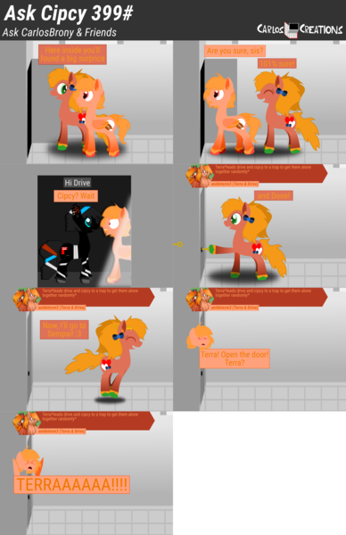 Size: 5057x7817 | Tagged: safe, artist:carloscreations, derpibooru import, oc, oc:cipcy, oc:drive, oc:terra, unofficial characters only, pony, absurd resolution, askcarlosbrony&friends, gradient background, tumblr, vector