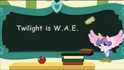 Size: 1920x1080 | Tagged: safe, derpibooru import, edit, edited screencap, screencap, princess flurry heart, alicorn, pony, a flurry of emotions, chalkboard, exploitable meme, flurry art, flurry heart's chalkboard, meme