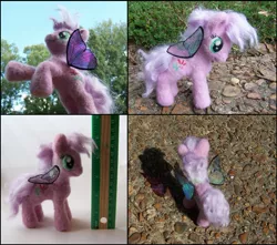 Size: 2385x2109 | Tagged: artist:snowfox102, derpibooru import, felt, flutter pony, g1, irl, lily (g1), needle felted, photo, plushie, safe, solo