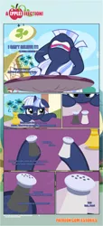 Size: 1919x4225 | Tagged: safe, artist:estories, derpibooru import, oc, oc:silverlay, unofficial characters only, pony, unicorn, comic:a(pple)ffection, absurd resolution, comic, female, mare, salt shaker, shipping, solo, table