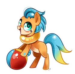 Size: 1000x984 | Tagged: safe, artist:ipun, derpibooru import, ponified, earth pony, pony, beach ball, buizel, inner tube, looking at you, male, pokémon, simple background, solo, stallion, transparent background