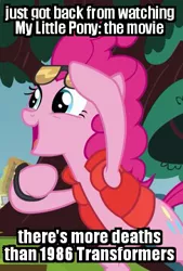 Size: 243x360 | Tagged: back to the future, caption, clothes, costume, derpibooru import, edit, edited screencap, image macro, jossed, marty mcfly, meme, my little pony: the movie, outfit catalog, pinkie mcpie, pinkie pie, safe, screencap, solo, text, the transformers: the movie, transformers, what about discord?