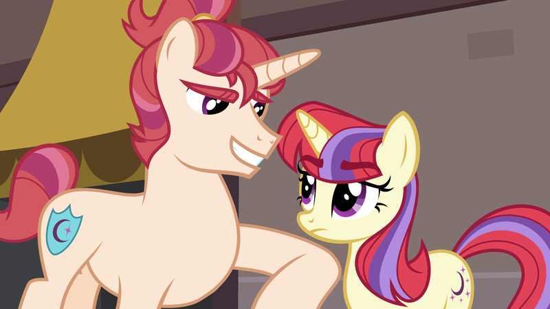 Size: 6000x3375 | Tagged: safe, artist:orin331, derpibooru import, moondancer, moondancer's sister, morning roast, pony, unicorn, dancerverse, absurd resolution, alternate universe, brother and sister, duo, female, looking at each other, male, mare, rule 63, siblings, smiling, stallion, unamused