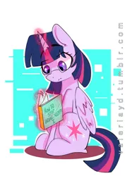 Size: 1000x1414 | Tagged: safe, artist:celestthepegasus, derpibooru import, twilight sparkle, twilight sparkle (alicorn), alicorn, pony, book, magic, reading, sitting, solo, telekinesis