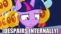 Size: 2560x1440 | Tagged: safe, derpibooru import, screencap, twilight sparkle, twilight sparkle (alicorn), alicorn, pony, totally legit recap, a flurry of emotions, caption, despair, image macro, meme, sad, solo, text