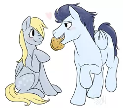 Size: 1091x962 | Tagged: safe, artist:cartoonlion, derpibooru import, derpy hooves, soarin', pegasus, pony, derpin', female, food, male, mare, muffin, shipping, straight