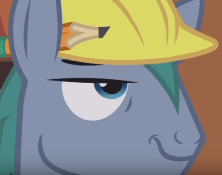 Size: 438x345 | Tagged: safe, derpibooru import, screencap, hard hat (character), pony, fluttershy leans in, cropped, hard hat, hat, pencil, solo