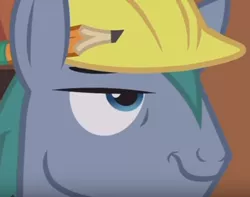Size: 438x345 | Tagged: safe, derpibooru import, screencap, hard hat (character), pony, fluttershy leans in, cropped, hard hat, hat, pencil, solo