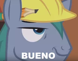 Size: 1314x1035 | Tagged: safe, derpibooru import, edit, edited screencap, screencap, hard hat (character), pony, fluttershy leans in, bueno, fluttershy le, hard hat, hat, pencil, solo