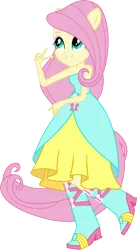 Size: 3591x6570 | Tagged: safe, artist:sugar-loop, derpibooru import, fluttershy, equestria girls, equestria girls (movie), absurd resolution, boots, fall formal outfits, high heel boots, ponied up, pony ears, ponytail, raised leg, shoes, wingless