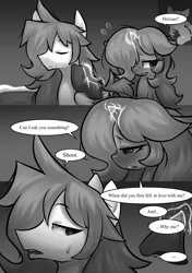 Size: 1512x2150 | Tagged: suggestive, artist:moonseeker, derpibooru import, oc, oc:hexuas sword, oc:sketchy skylar, unofficial characters only, pony, comic:let's talk redux, comic, eyelashes, female, incest, male, mare, monochrome, shipping, speech bubble, stallion