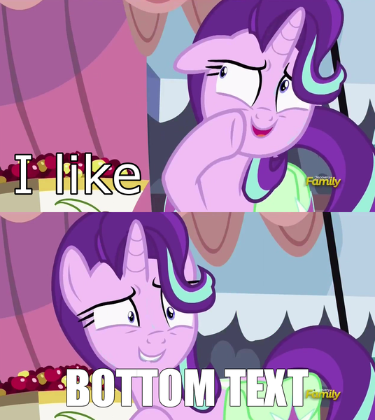 Size: 1256x1406 | Tagged: safe, derpibooru import, edit, edited screencap, screencap, starlight glimmer, pony, rock solid friendship, caption, exploitable meme, image macro, meme, starlight's confessions, text