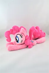 Size: 3648x5472 | Tagged: safe, artist:kazzysart, derpibooru import, pinkie pie, pony, absurd resolution, beanie (plushie), high res, irl, photo, plushie, prone, smiling, solo