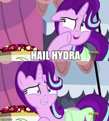 Size: 500x559 | Tagged: safe, derpibooru import, edit, edited screencap, screencap, starlight glimmer, pony, rock solid friendship, exploitable meme, hail hydra, meme, solo, starlight's confessions