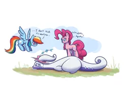 Size: 1280x853 | Tagged: artist:heir-of-rick, crossover, crying, derpibooru import, goodra, hat, lying, marshmelodrama, pinkie pie, pokefied, pokémon, rainbow dash, rarity, rarity being rarity, safe, species swap, trio