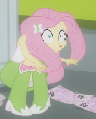 Size: 329x408 | Tagged: safe, derpibooru import, screencap, fluttershy, equestria girls, equestria girls (movie), boots, clothes, cropped, flier, high heel boots, needs more jpeg, shoes, socks, solo, wide eyes