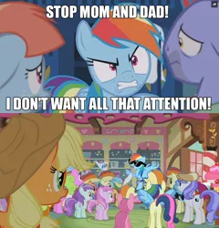 Size: 1240x1290 | Tagged: safe, derpibooru import, screencap, applejack, bon bon, bow hothoof, daisy, flower wishes, liza doolots, noi, petunia, piña colada, rainbow dash, ruby pinch, scootaloo, snappy scoop, sweetie drops, tootsie flute, tornado bolt, windy whistles, pony, parental glideance, the mysterious mare do well, female, hypocrisy, hypocritical humor, irony, male, meme, piña cutelada, rainbow dash's parents, shipping, straight, text, windyhoof