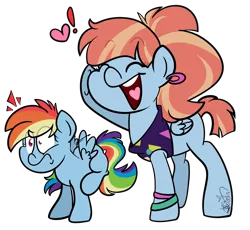 Size: 2749x2526 | Tagged: safe, artist:befishproductions, derpibooru import, rainbow dash, windy whistles, pony, 80's fashion, blank flank, eyes closed, female, filly, filly rainbow dash, heart, high res, mare, missing cutie mark, signature, simple background, transparent background, younger