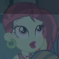 Size: 400x400 | Tagged: safe, derpibooru import, screencap, rose heart, wiz kid, equestria girls, equestria girls (movie), background human, cropped, ear piercing, earring, heart, jewelry, necklace, open mouth, piercing, shocked