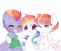 Size: 1862x1574 | Tagged: safe, artist:windymils, derpibooru import, bow hothoof, rainbow dash, windy whistles, pony, parental glideance, family, female, male, parent, rainbow dash's parents, shipping, straight, windyhoof, wip