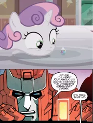 Size: 684x899 | Tagged: safe, derpibooru import, screencap, sweetie belle, pony, forever filly, ratchet, sweetie's plate, transformers