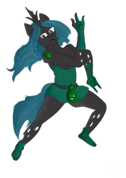 Size: 2481x3509 | Tagged: anthro, artist:multi-faceted, breasts, crossover, derpibooru import, female, jojo pose, jojo's bizarre adventure, killer queen, plantigrade anthro, queen chrysalis, simple background, solo, solo female, stand, suggestive, transparent background