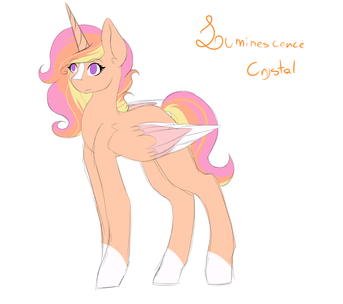 Size: 4500x4000 | Tagged: safe, artist:mah521, derpibooru import, oc, oc:luminescence crystal, unofficial characters only, alicorn, pony, absurd resolution, alicorn oc, blaze (coat marking), colored wings, female, horn, mare, multicolored wings, offspring, parent:princess cadance, parent:sunburst, parents:sundence, simple background, socks (coat marking), solo, white background, wings