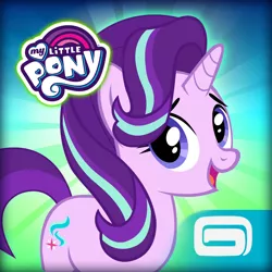 Size: 1024x1024 | Tagged: safe, derpibooru import, starlight glimmer, pony, unicorn, app icon, female, gameloft, happy, mare, meme, my little pony logo, solo, wow! glimmer