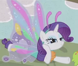 Size: 1060x891 | Tagged: safe, derpibooru import, screencap, rarity, pony, forever filly, glimmer wings, rarifly (costume), wings